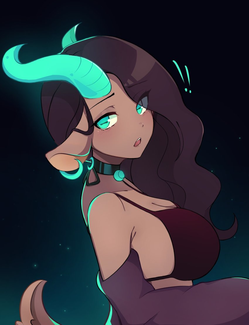 1girl, animal_ears, black_bra, borrowed_character, bra, breasts, brown_hair, collarbone