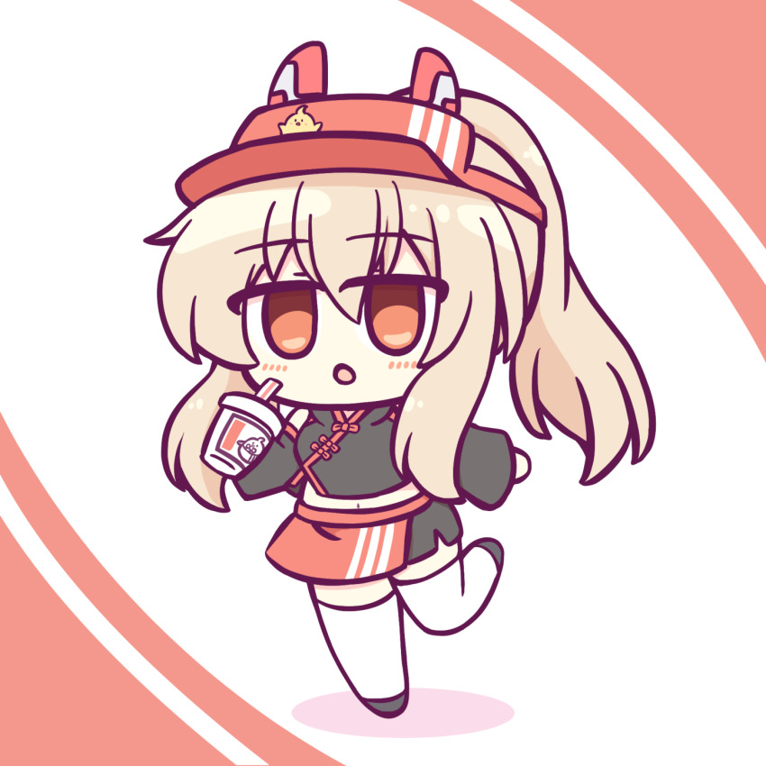 1girl, ayanami_(azur_lane), azur_lane, china_clothes, drink, highres, kfc, ponytail