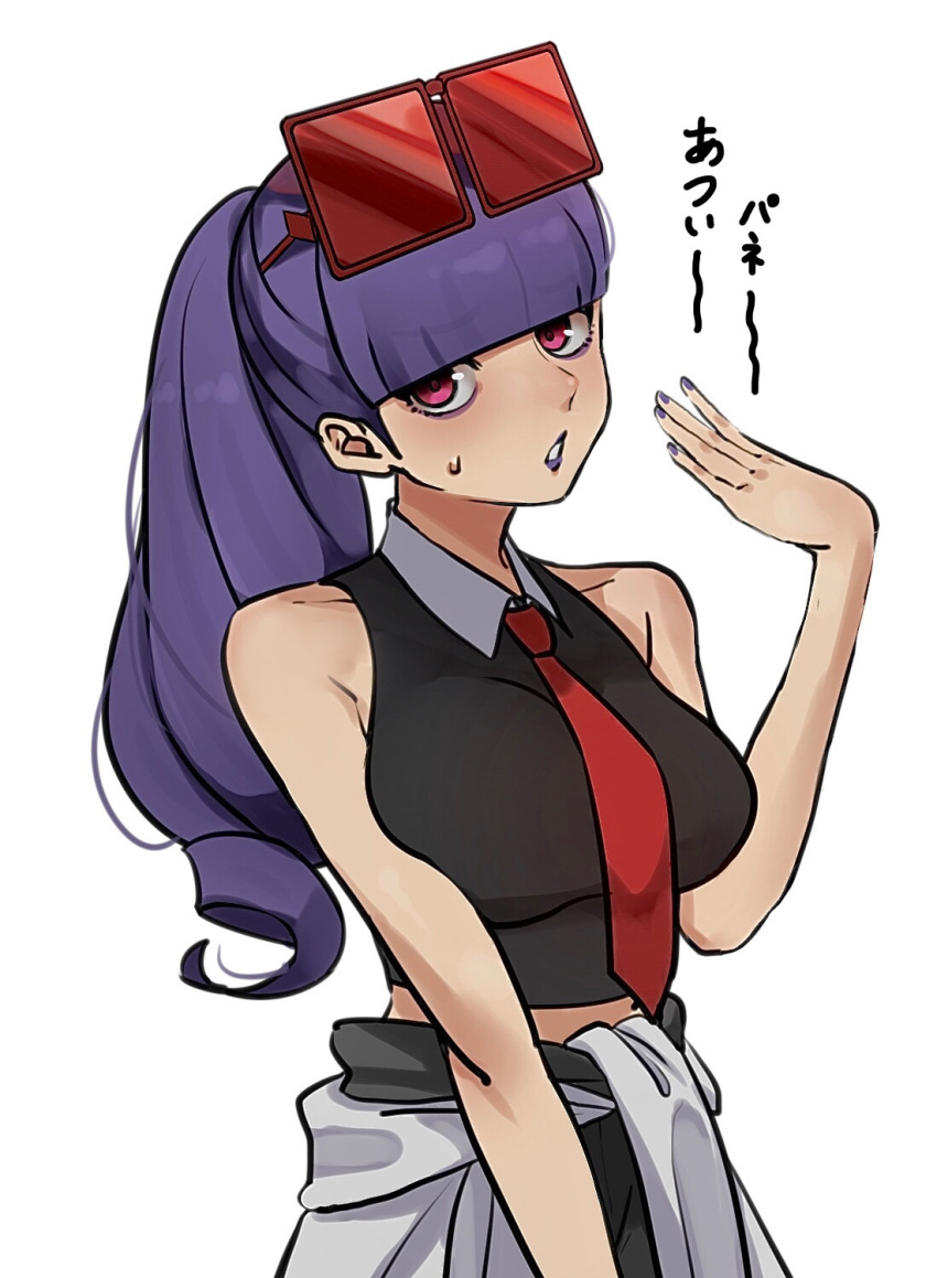 1girl, alternate_hairstyle, black_shirt, blunt_bangs, breasts, collared_shirt, commentary_request, echizen_(n_fns17)