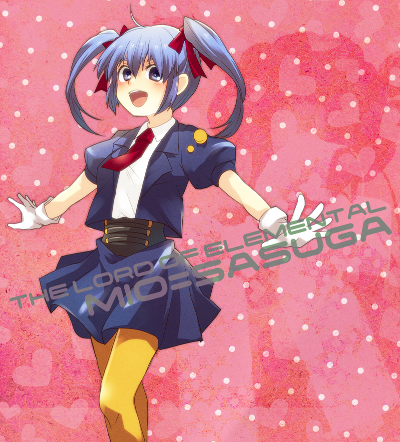 1girl, banpresto, blue_hair, colored_pantyhose, female_focus, gloves, hair_ribbon, heart