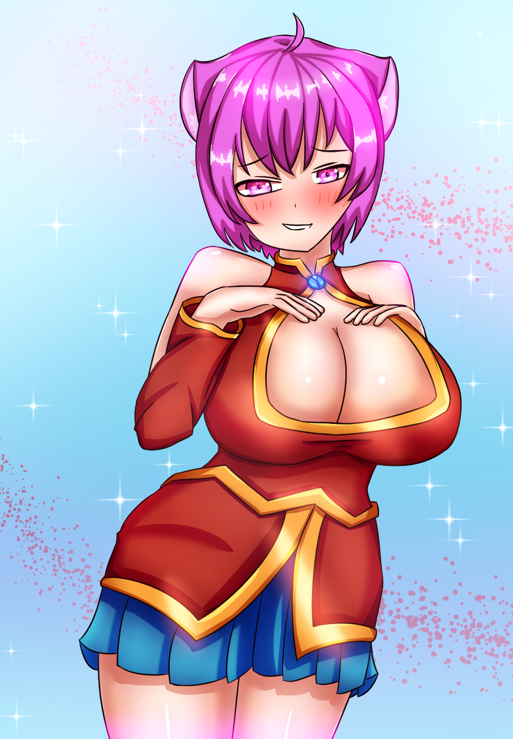 1girl, animal_ears, astelord, blush, breasts, cat, cat_ears, cat_girl