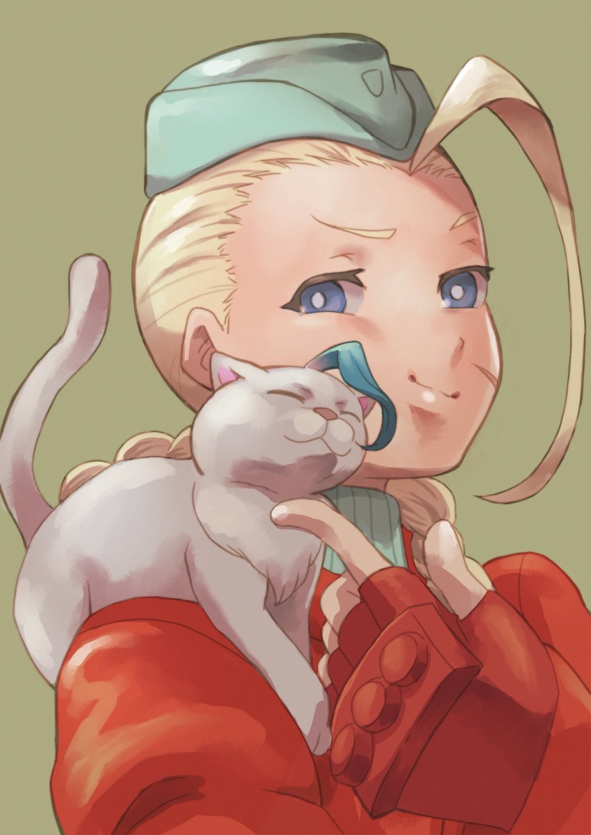 animal_ears, blonde_hair, blue_eyes, blue_hair, cammy_white, cat, cat_ears, cat_tail