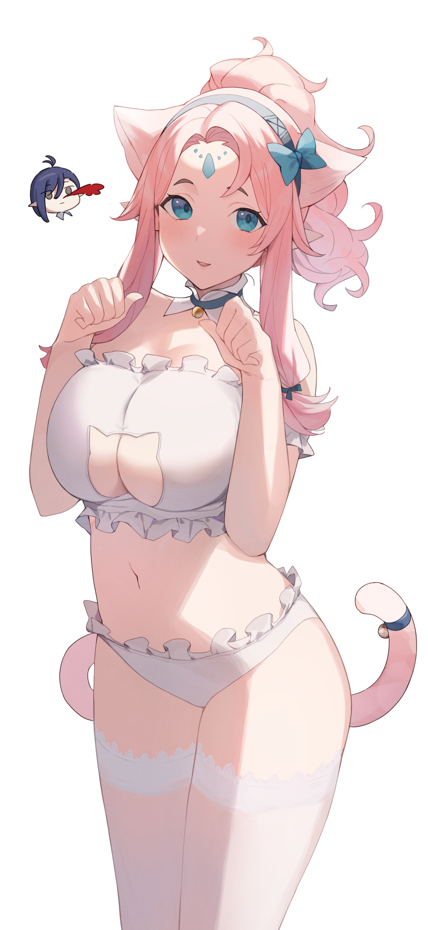 1boy, 1girl, absurdres, animal_ears, antenna_hair, bare_shoulders, bell, black_hair