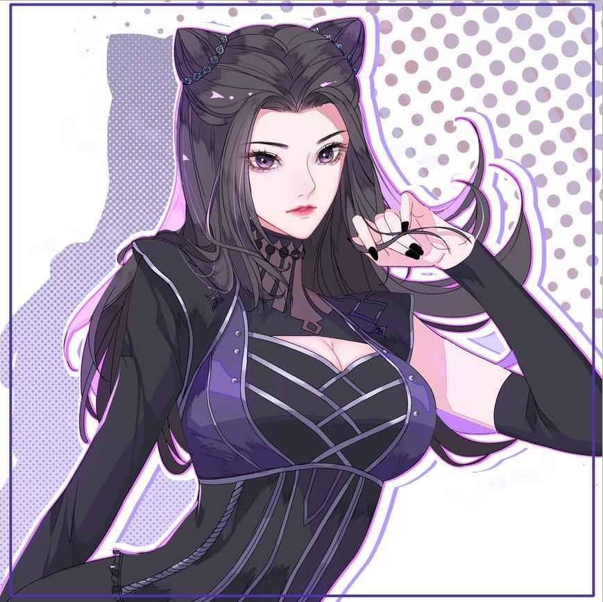 1girl, asymmetrical_sleeves, black_dress, black_hair, black_nails, cleavage_cutout, closed_mouth, clothing_cutout