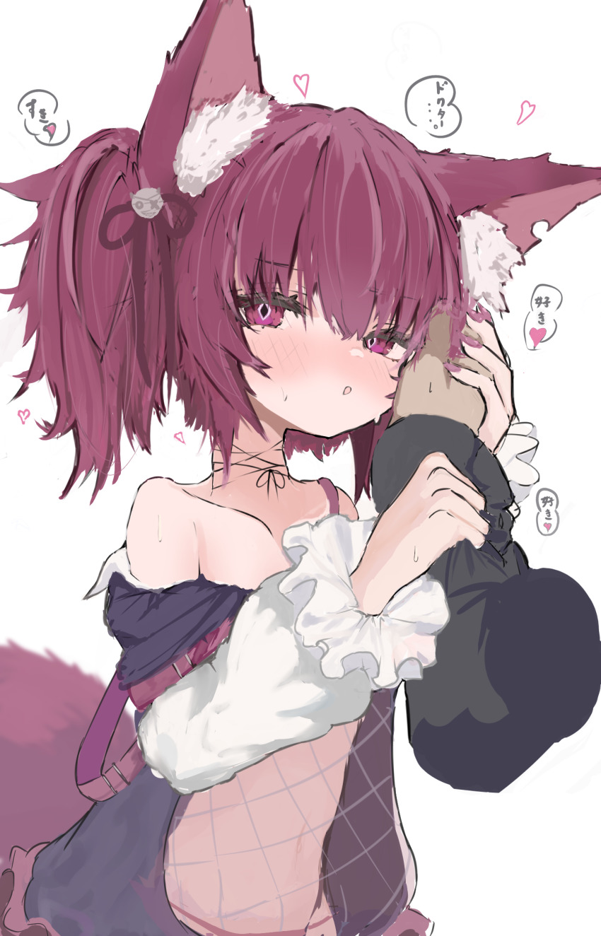 1boy, 1girl, animal_ear_fluff, animal_ears, arknights, bare_shoulders, black_dress, blush