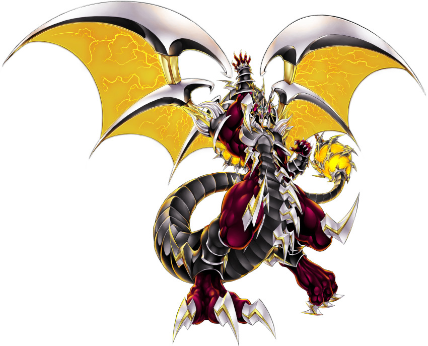 absurdres, armed_dragon, armed_dragon_thunder, armed_dragon_thunder_lv10, claws, dragon, duel_monster, full_body, glowing, glowing_eyes, green_eyes, highres, horns, konami, looking_at_viewer, muscular, no_humans, official_art, pectorals, sharp_teeth, solo, teeth, wings, yu-gi-oh!