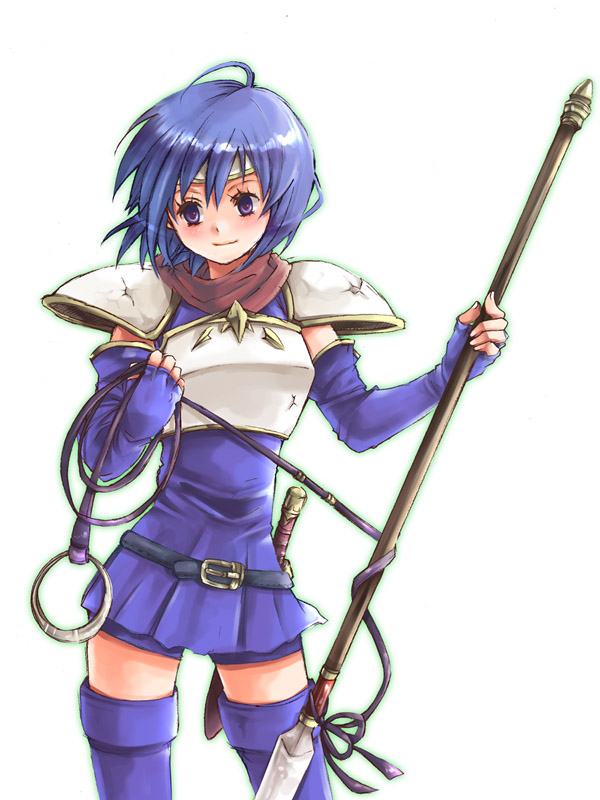 1girl, armor, armored_dress, belt, blue_hair, catria_(fire_emblem), dress, elbow_gloves