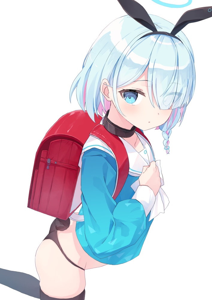 1girl, animal_ears, arona_(blue_archive), backpack, bad_id, bad_pixiv_id, bag, black_choker