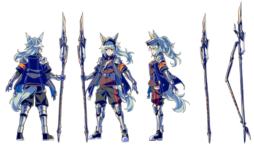 1girl, absurdres, animal_ears, arknights, armband, armored_boots, black_jacket, black_pants