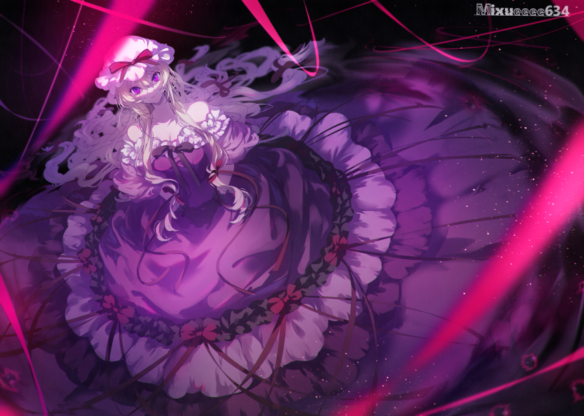 1girl, absurdly_long_hair, absurdres, artist_name, bare_shoulders, black_gloves, blonde_hair, bow