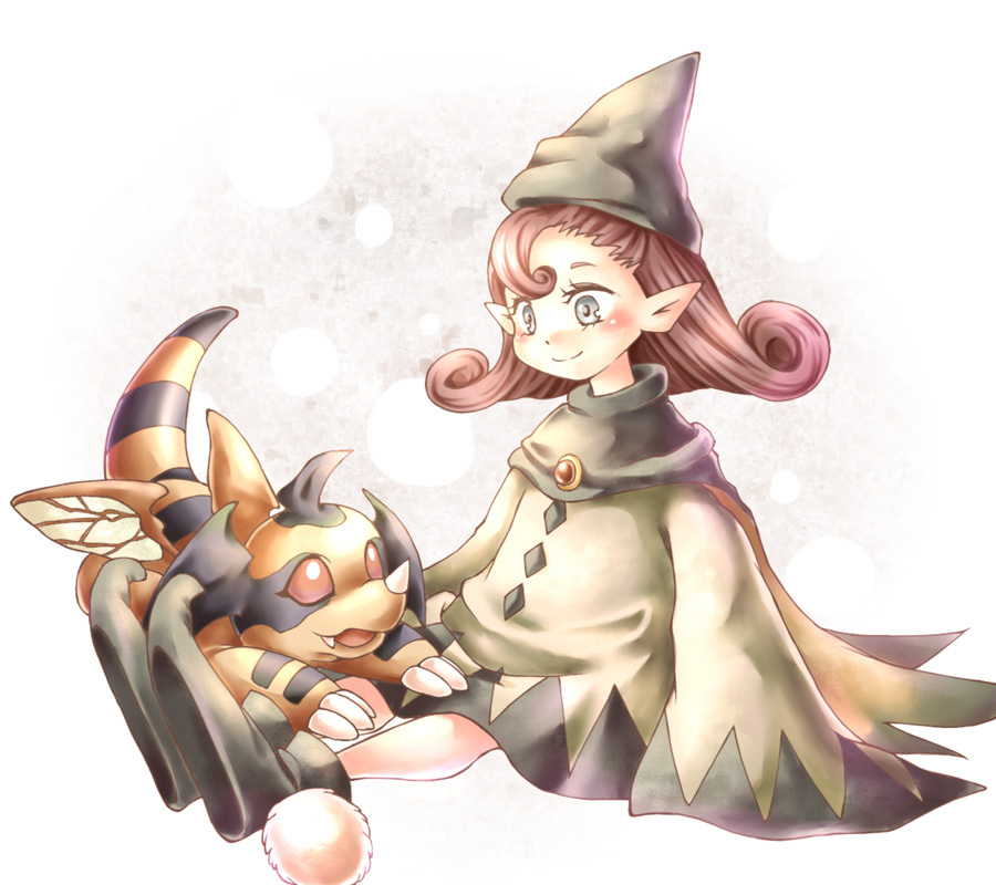 1girl, chrono_(series), chrono_cross, draggy, dragon, dress, fairy, hat