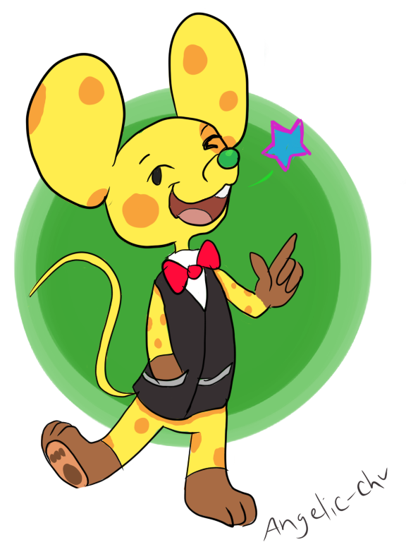 1boy, angelic_chu, animal_crossing, chadder_(animal_crossing), green_background, nintendo, one_eye_closed, pointing, pointing_up, smile, standing, standing_on_one_leg, transparent_background, tuxedo, wink