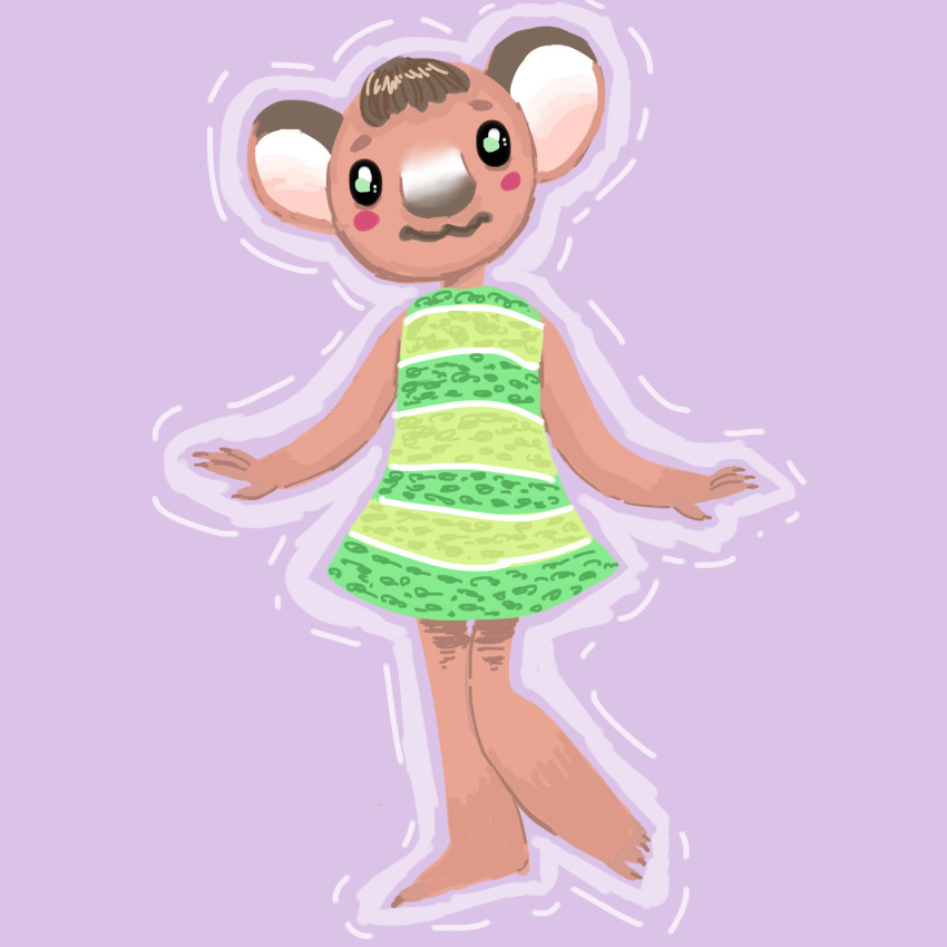 1girl, animal_crossing, dress, green_dress, highres, looking_at_viewer, melba_(animal_crossing), nintendo