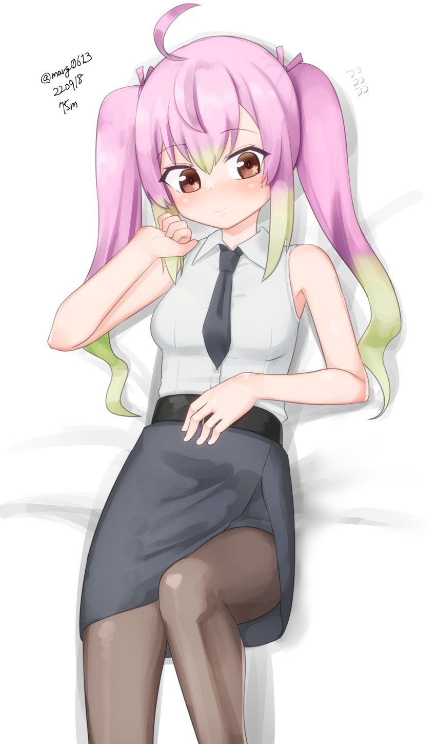 1girl, absurdres, ahoge, alternate_breast_size, belt, black_belt, black_jacket, black_necktie