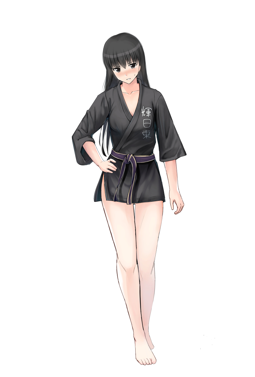 1girl, absurdres, alternate_costume, amagami, ayatsuji_tsukasa, bare_legs, barefoot, black_hair