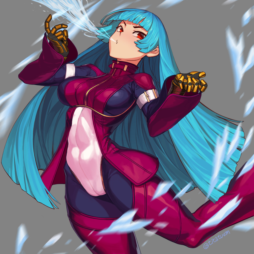 1girl, absurdres, belt, blowing, blue_hair, bodysuit, breasts, commission