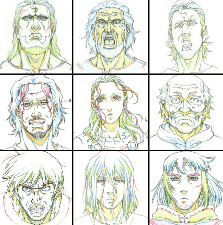 1girl, 6+boys, angry, arnheid, beard, canute, clenched_teeth, closed_mouth