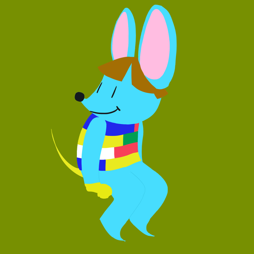 1boy, animal_crossing, broccolo_(animal_crossing), green_background, highres, mouse_(animal), nintendo, sitting