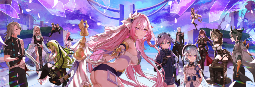 absurdres, anzu0130, aponia, ass, black_dress, black_hair, breast_curtains, breasts