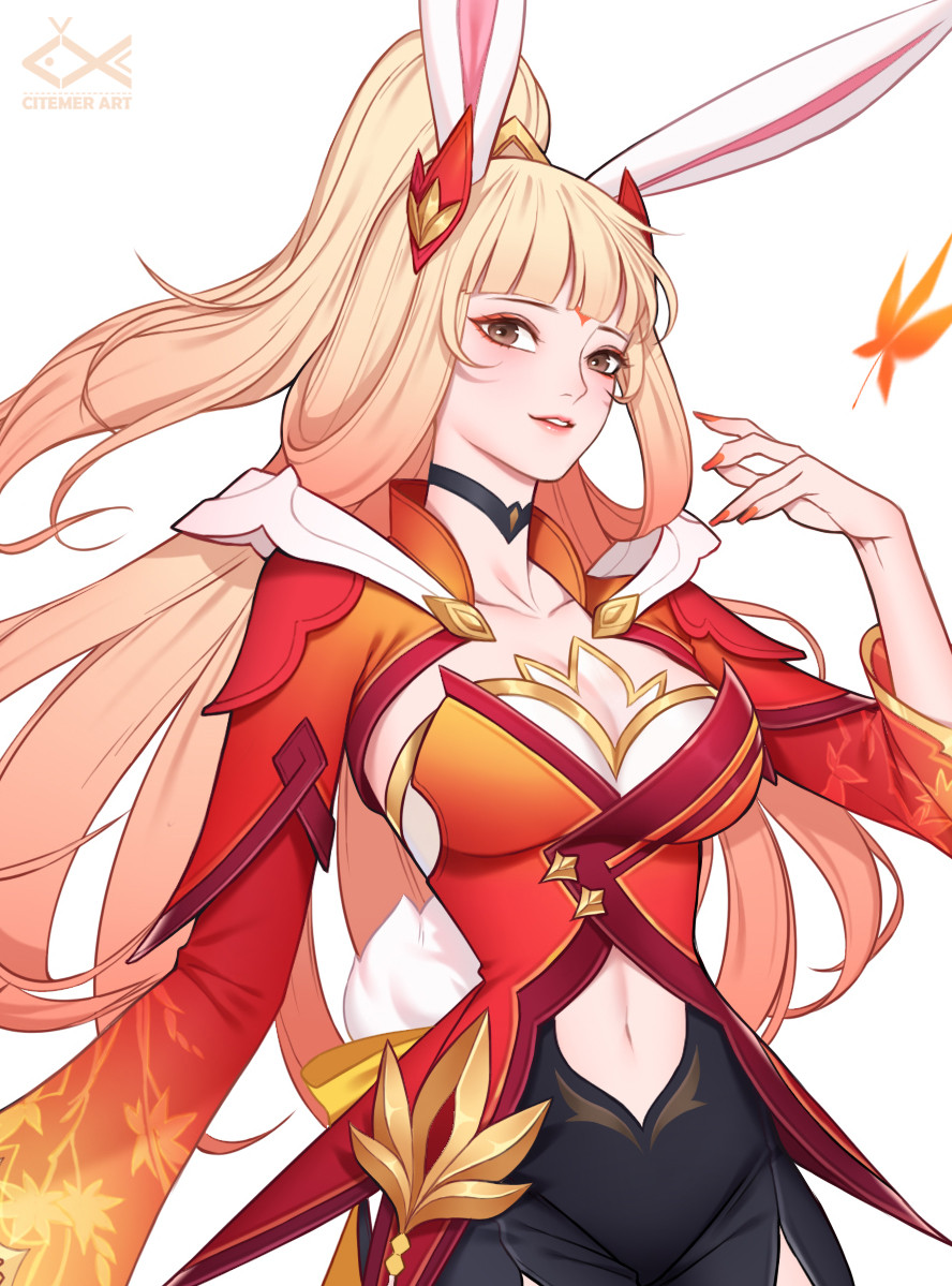 1girl, animal_ears, artist_name, black_choker, black_pants, breasts, choker, citemer