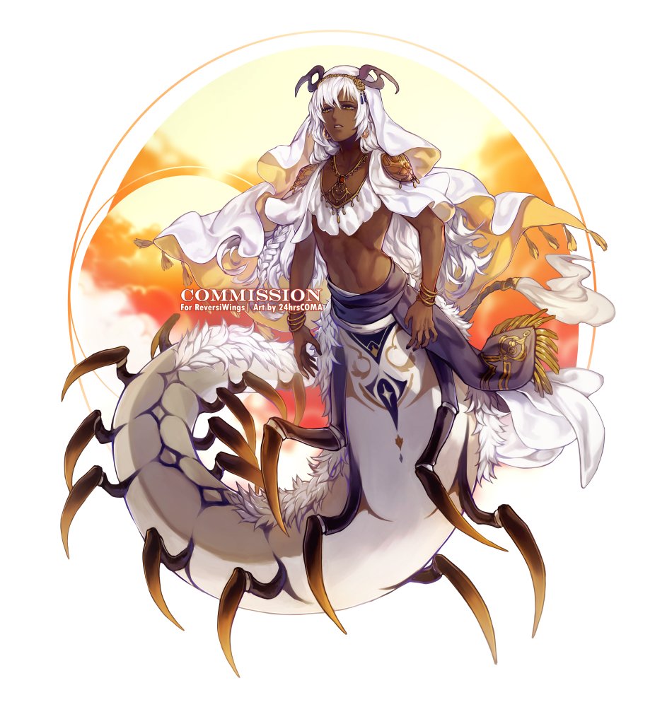 1boy, 24hrscoma, arthropod_boy, arthropod_limbs, artist_name, bangle, black_nails, blue_sash