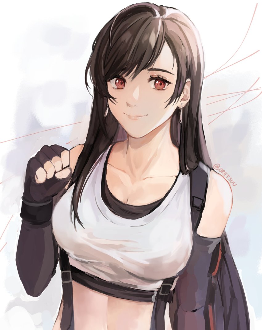 1girl, asymmetrical_bangs, bare_shoulders, black_bra, black_gloves, black_hair, bra, breasts
