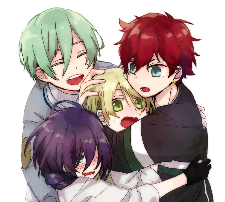 4boys, ^_^, alkaloid_(ensemble_stars!), amagi_hiiro, ayase_mayoi, blonde_hair, blush, closed_eyes