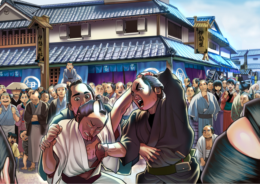 angry, bald, battle, blood, blood_on_face, bowl_cut, child, chonmage