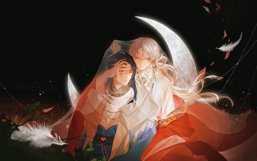 2boys, absurdres, bishounen, bu_ye, chinese_clothes, ciqingsuijia, earrings, hanfu