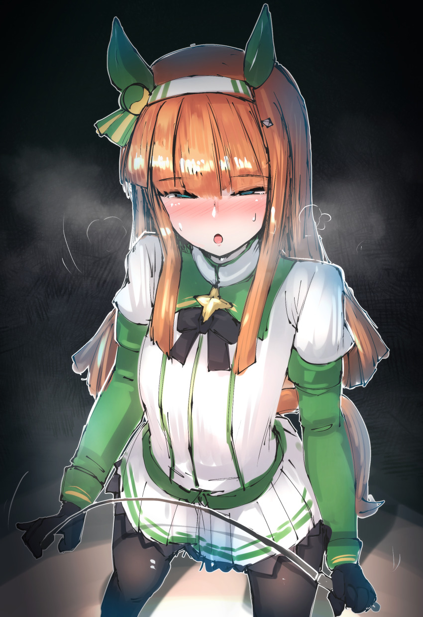 1girl, absurdres, animal_ears, blue_eyes, breasts, gloves, headband, heavy_breathing