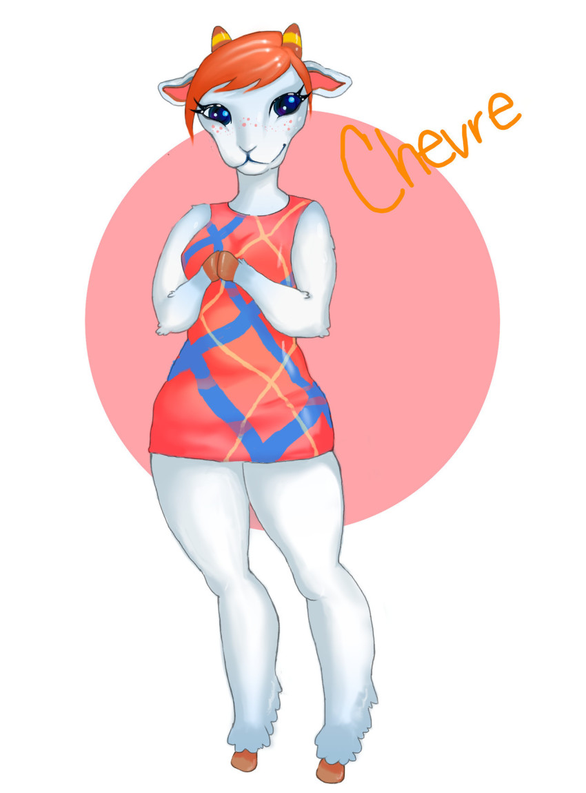 1girl, animal_crossing, bare_legs, chevre_(animal_crossing), female_focus, highres, looking_at_viewer, nintendo