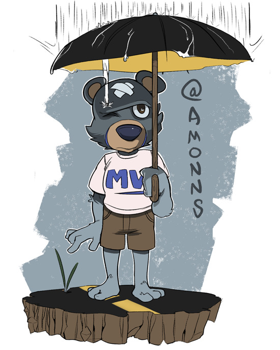 1boy, animal_crossing, barefoot, bear, brown_shorts, curt_(animal_crossing), grey_background, josh_mckenzie