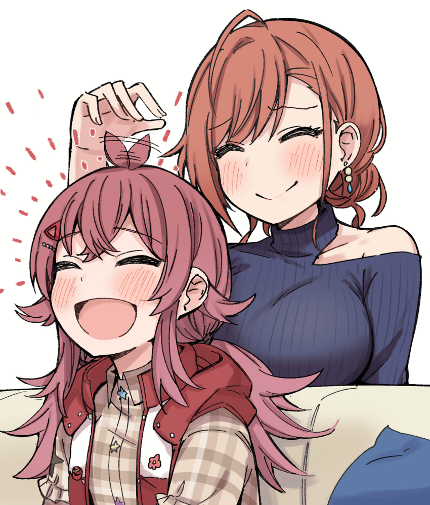 2girls, ^_^, ^o^, afterimage, ahoge, ahoge_wag, arisugawa_natsuha, blush