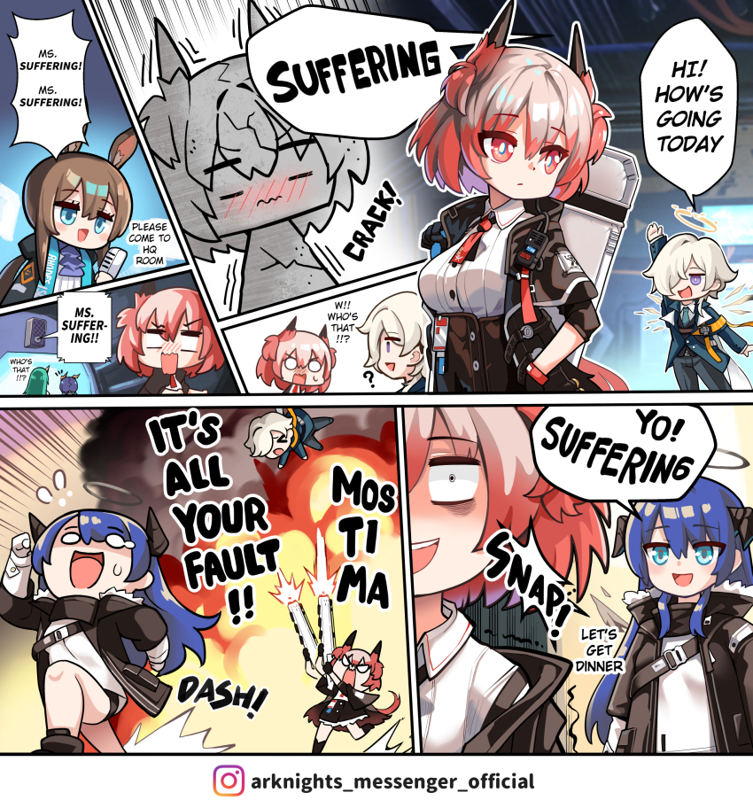 1boy, 5girls, amiya_(arknights), angry, animal_ears, arknights, ch'en_(arknights), crying