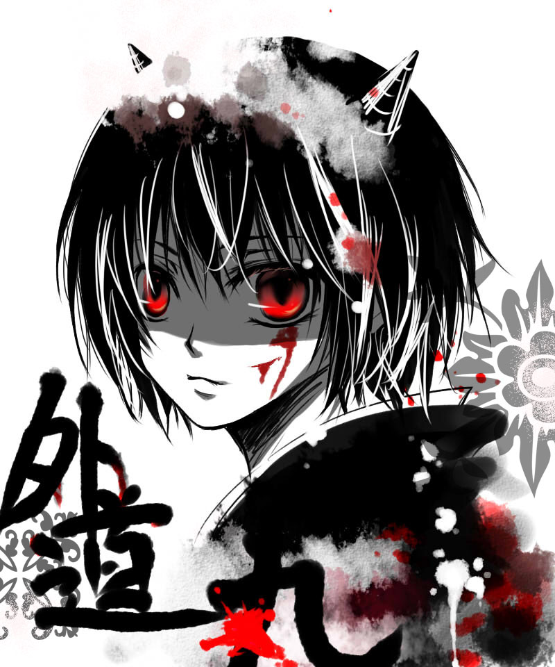 1boy, 321wei, bad_id, bad_pixiv_id, black_hair, blood, gedomaru, gintama