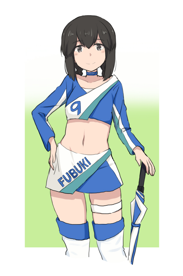 1girl, black_eyes, black_hair, blue_choker, braid, choker, cosplay, cowboy_shot