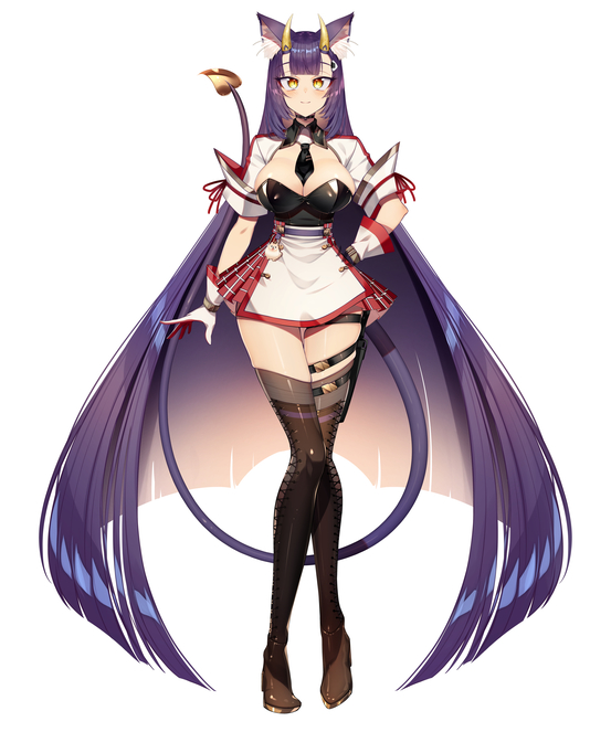 1girl, absurdly_long_hair, animal_ears, between_breasts, blunt_bangs, breasts, bustier, cleavage