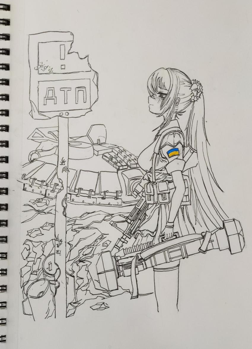 1girl, absurdres, assault_rifle, bullpup, girls'_frontline, gun, highres, military