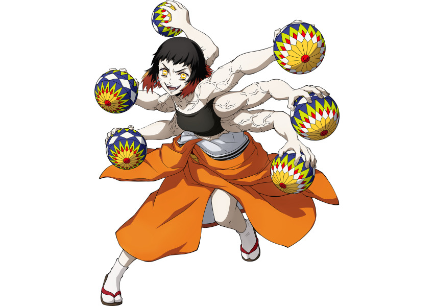 1girl, ball, balloon, breasts, clothes, demon_girl, extra_arms, female_focus