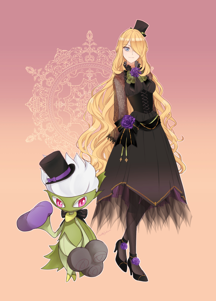 1girl, alternate_color, alternate_costume, amenboaoina, black_footwear, black_headwear, blonde_hair, bow