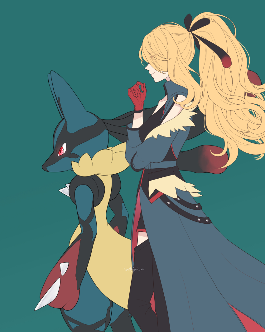 1girl, absurdres, amenboaoina, belt, black_ribbon, black_shorts, black_thighhighs, blonde_hair