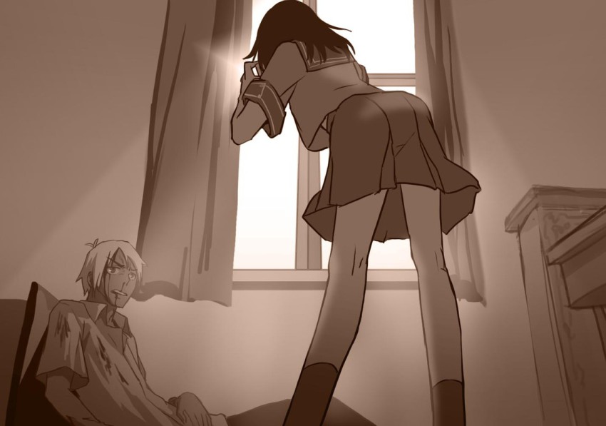 1boy, 1girl, as109, bad_id, bad_pixiv_id, blood, camera, camera_flash