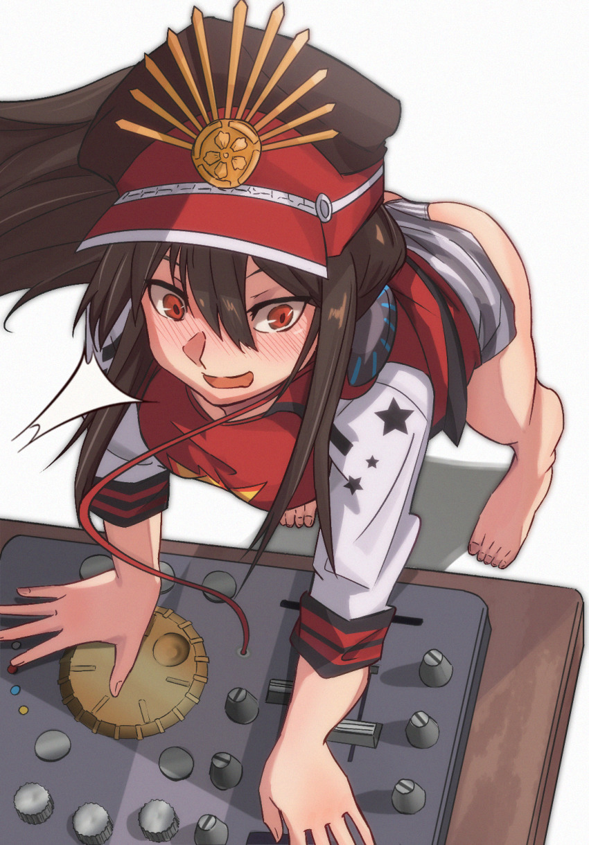 1girl, arm_support, ass, barefoot, bikini, blush, breasts, brown_hair