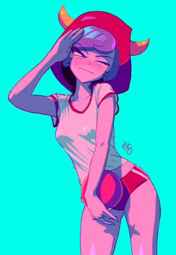 1girl, alternate_costume, ball, beachball, closed_mouth, collarbone, commentary, courtney_(pokemon)