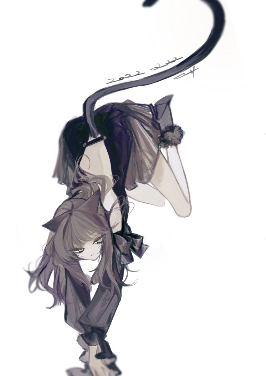 1girl, absurdres, all_fours, animal_ears, backless_dress, backless_outfit, cat_ears, cat_girl