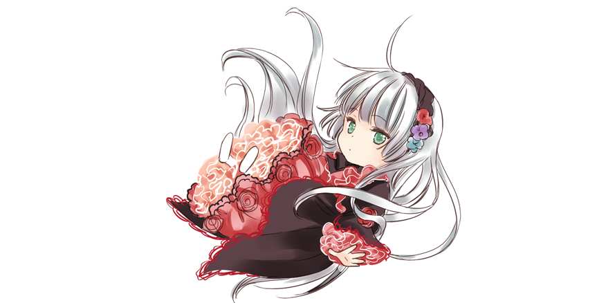 1girl, absurdly_long_hair, amano_sakuya, blunt_bangs, chibi, closed_mouth, dot_mouth, dot_nose