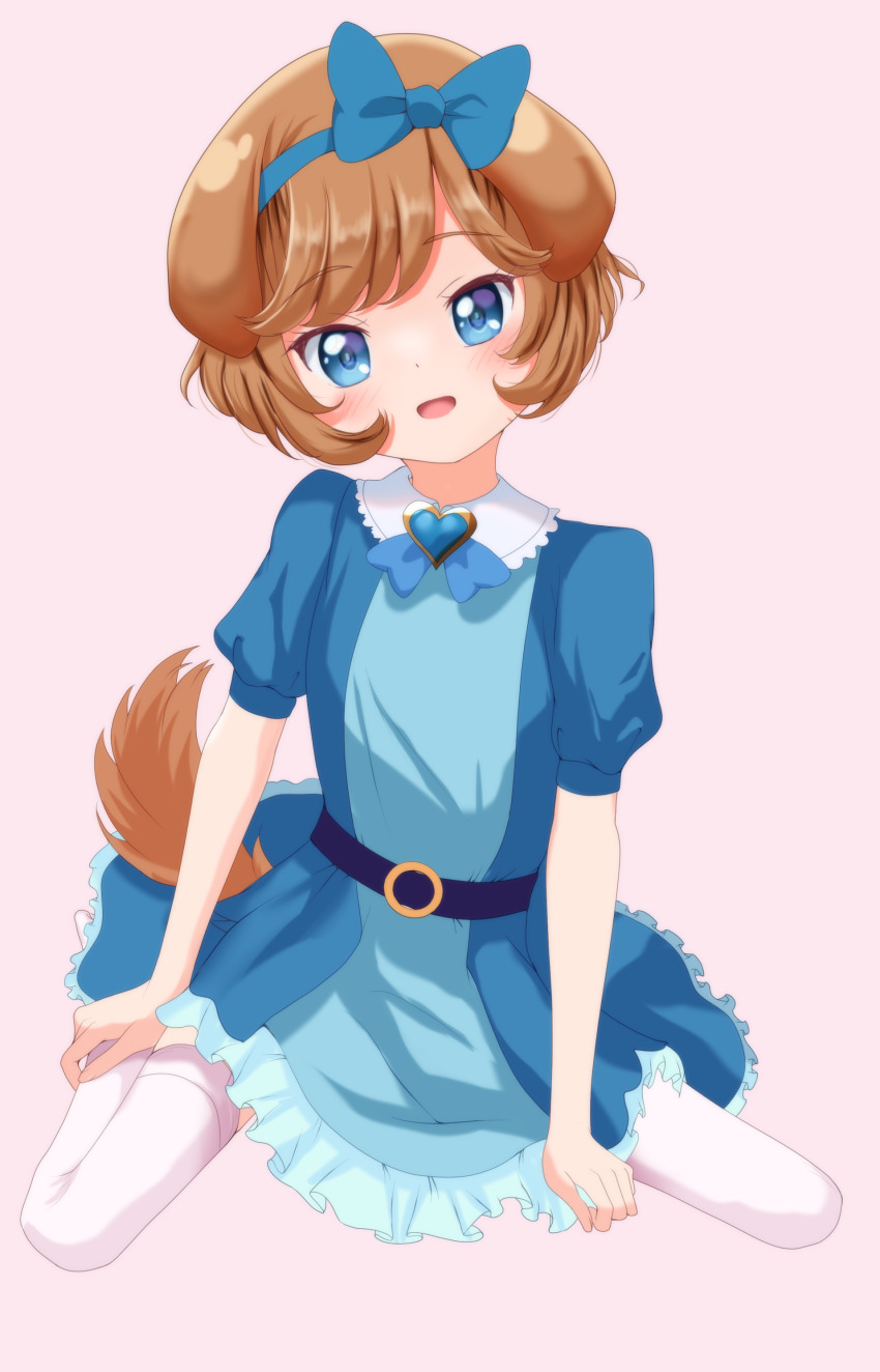 1girl, :d, absurdres, animal_ears, belt, blue_eyes, blush, child