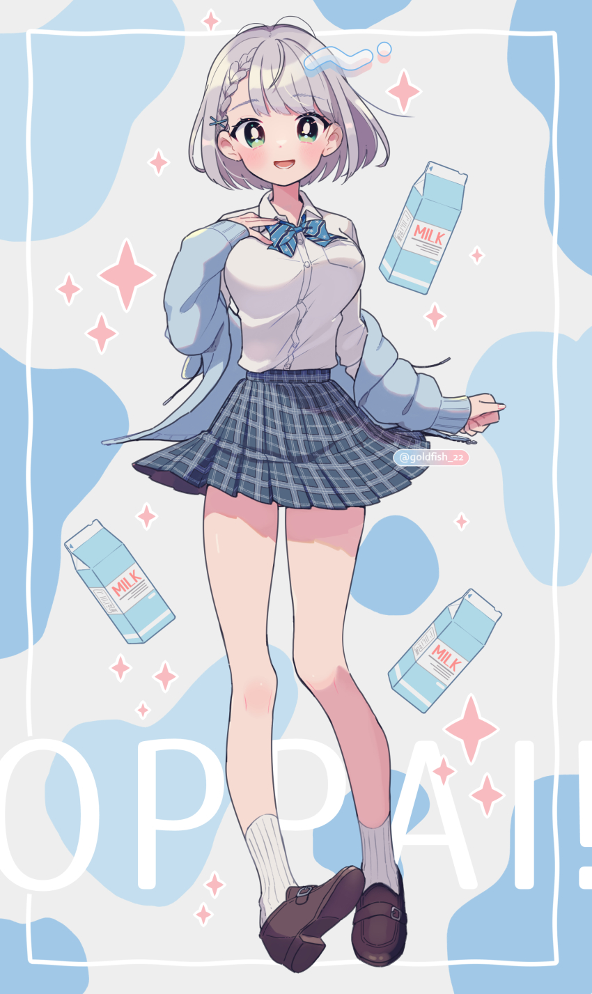 1girl, absurdres, blue_bow, blue_bowtie, blush, bow, bowtie, breasts