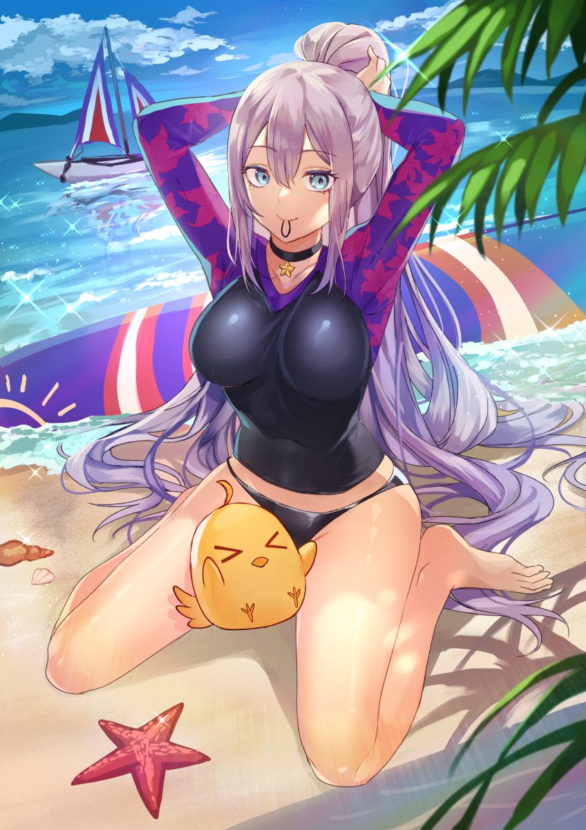 1girl, alternate_costume, azur_lane, beach, bikini, breasts, cloud, cloudy_sky