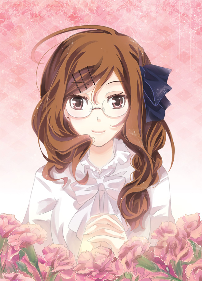 1girl, axis_powers_hetalia, bad_id, bad_pixiv_id, bow, braid, brown_eyes, brown_hair